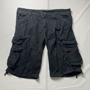 Swiss Cross Black Cargo Shorts Cotton Multiple Pocket Men's Size 40